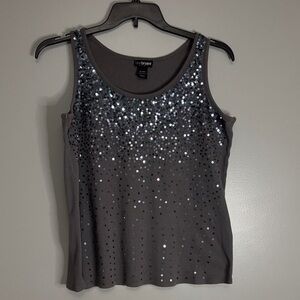 Lane Bryant Gray Sequin Scoop Neck Tank